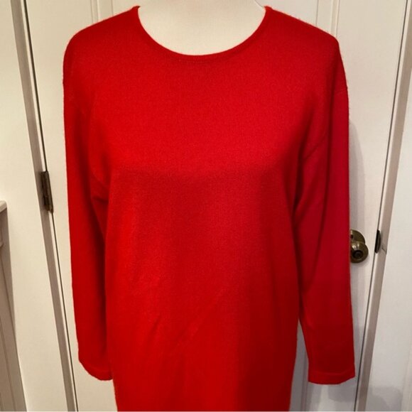 BERGDORF GOODMAN DRESS VINTAGE RED SHIFT SOFT CASHMERE SILK BLEND SIZE M - Picture 2 of 9